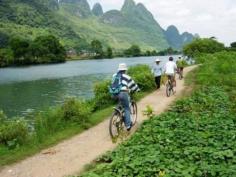 Biking around the river bank