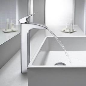 Contemporary Design Chrome Finish Deck Mounted Waterfall Bathroom Sink Faucet--Faucetsdeal.com