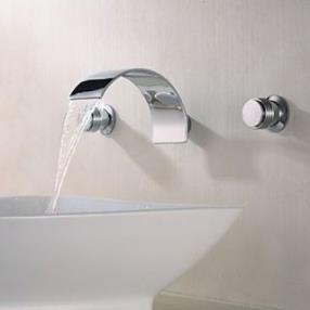 Contemporary Wall Mount Waterfall 3 Pieces Italian Style Wash Basin Bathroom Sink Faucets--Faucetsdeal.com