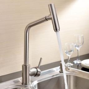 Centerset Deck Mounted Nickel Brushed Kitchen Faucet at faucetsdeal.com