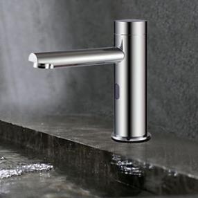 Brass Contemporary Sensor Bathroom Sink Faucet (Chrome Finish)--FaucetSuperDeal.com