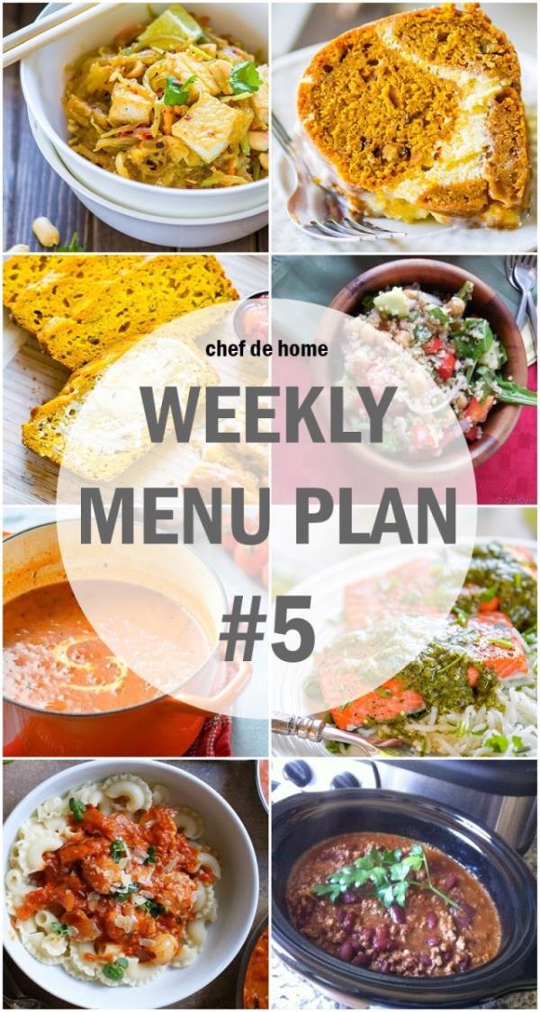 Weekly Meal Menu Plan - 5 Meals - ChefDeHome.com