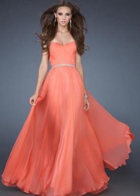 2015 Strapless Chiffon Beaded La Femme 18332 Long Fitted Prom Dress  At www.darlingpromgown.com