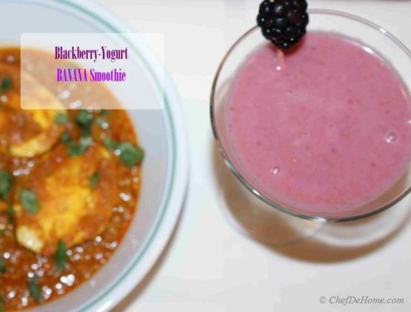 Blackberries Yogurt Banana Blast Smoothie - While testing and tasting sweet treats in advance for Valentine Day, are you keeping in check your calorie intake? 