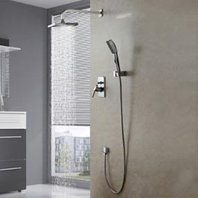 Wall Mount Contemporary Chrome Finish Shower Faucet Set--Faucetsmall.com