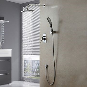 Wall Mount Contemporary Chrome Finish Shower Faucet Set--Faucetsmall.com