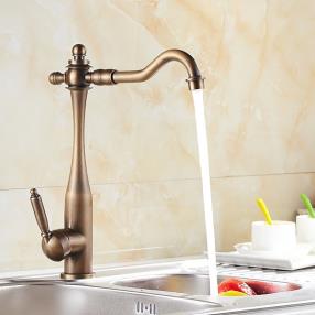 Antique Inspired Kitchen Faucet (Antique Brass Finish)  At FaucetsDeal.com