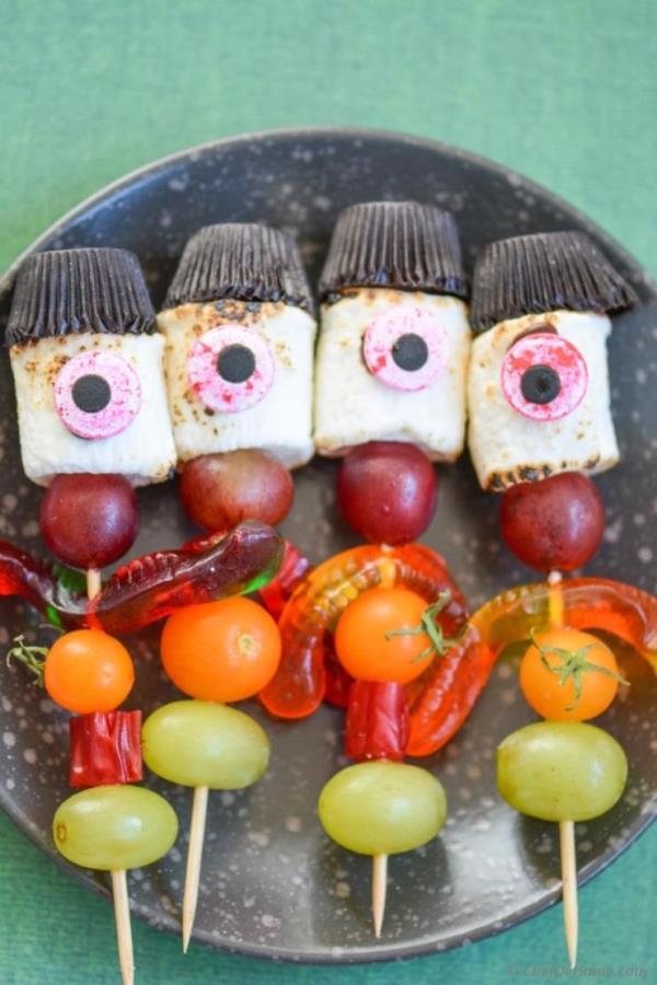 Creepy Stick-Men Marshmallow Candy Kabobs Recipe - ChefDeHome.com