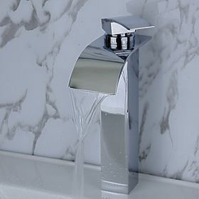 Contemporary Brass Waterfall Bathroom Sink Faucet--Faucetsuperseal.com