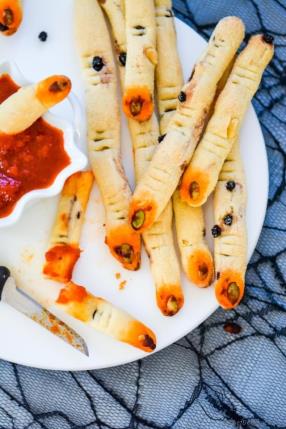 Creepy Witch Fingers Bread Sticks for Halloween Recipe - ChefDeHome.com