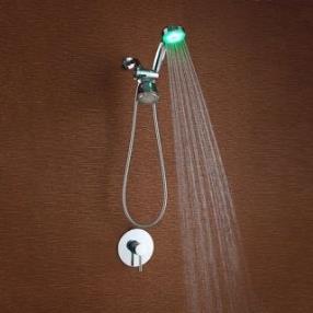 Contemporary Wall Mount LED Handshower Included Brass (Chrome) Shower Faucet at Faucetsdeal.com