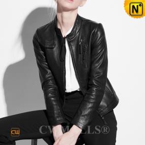 CWMALLS Womens Designer Leather Bomber Jacket CW607011