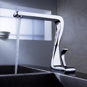 Contemporary Solid Brass Kitchen Faucet Chrome Finish--Faucetsmall.com