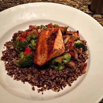 I love this BJs Roasted Salmon Quinoa Bowl is so healthy weight watcher friendly and dairy free