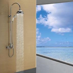 Contemporary Chrome Finish Single Lever Rain Shower Faucet---Faucetsmall.com