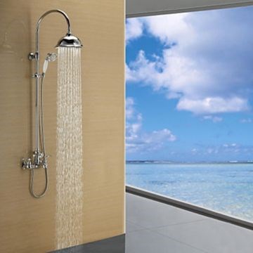 Contemporary Chrome Finish Single Lever Rain Shower Faucet--FaucetSuperDeal.com