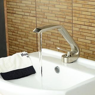 Contemporary Style Single Handle One Hole Nickel Brushed Bathroom Sink Faucet--Faucetsmall.com