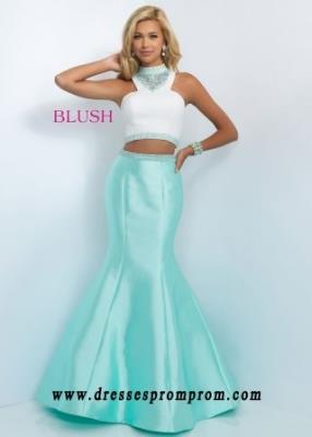 Simple Blush Prom 11004 Trendy Crop Top Racerback Mermaid Dress For Cheap