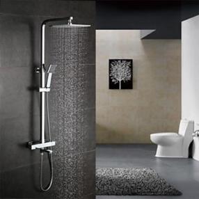 Thermostatic Rain Shower Handshower Included Brass Chrome Shower Faucet--Faucetsmall.com
