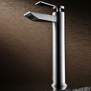 Single Handle Contemporary Brass Nickel Brushed Bathroom Sink Faucet--Faucetsdeal.com