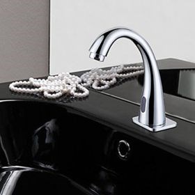 Automatic Sensor Contemporary Chrome Finish Bathroom Sink Faucet--Faucetsuperseal.com