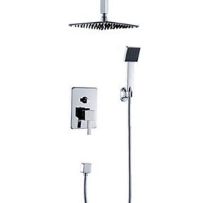Chrome Finish Contemporary Shower Faucet with 20 Inch Shower Head and Hand Shower--Faucetsmall.com