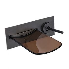Oil Rubbed Bronze Waterfall Bathroom Sink Faucet (Wall Mount)--Faucetsuperseal.com