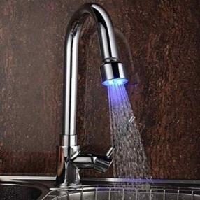 Single Handle LED Brass Chrome Kitchen Faucet--Faucetsmall.com