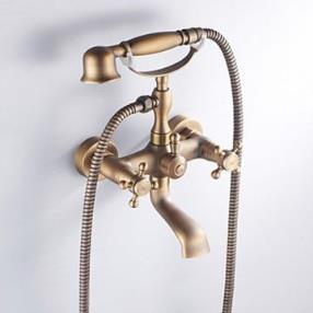 Antique Brass Finish Inspired Tub Faucet with Hand Shower--Faucetsmall.com
