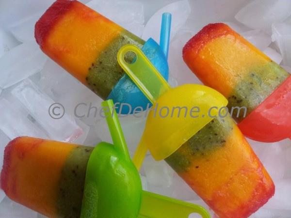 Tri-Color Fruit Ice Pops are so colorful fresh summer treat. Summers have brought so much heat this July, all we want is something to cool down.