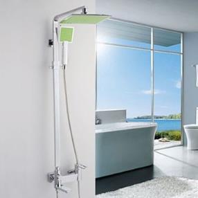 Chrome Finish Contemporary Brass Shower Faucet with Shower Head and Hand Shower--Faucetsmall.com