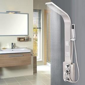 47.2 Inch Chrome Finish Contemporary Stainless Steel Shower Faucet--Faucetsmall.com