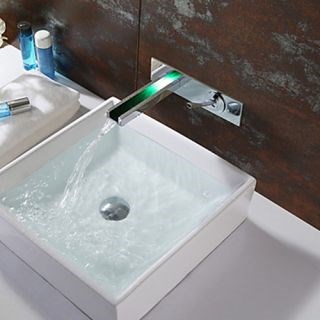 LED Waterfall Wall Mounted Color Changing Bathroom Sink Faucet--Faucetsdeal.com