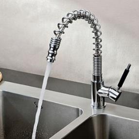Spring Chrome Finish Pull Down Kitchen Faucet--FaucetSuperDeal.com