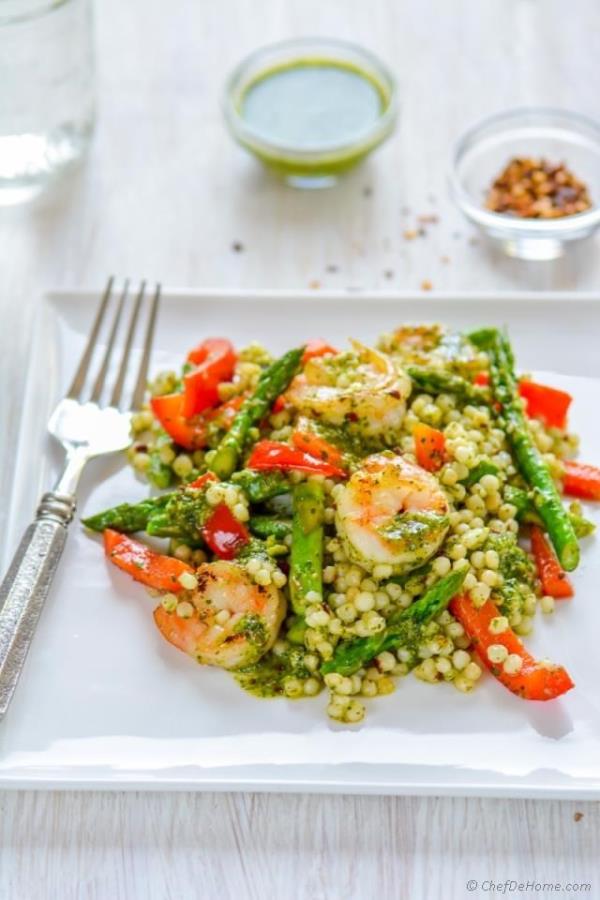 Grilled Chimichurri Shrimp and Couscous Salad Recipe - ChefDeHome.com