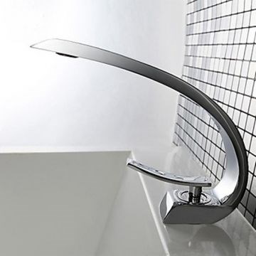 Contemporary Single Handle One Hole Hot and Cold Water Bathroom Faucet--Faucetsmall.com