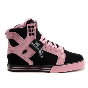 Supra Skytop Pink Black Suede High Top Shoes Womens 