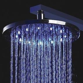 10 inch Color Changing LED Shower Head with Circle LED Light--FaucetSuperDeal.com