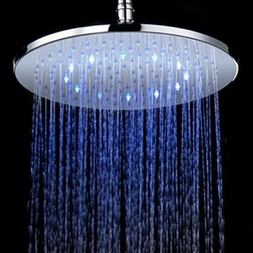 Chrome Finish Round 3 Colors LED Shower Head--Faucetsmall.com
