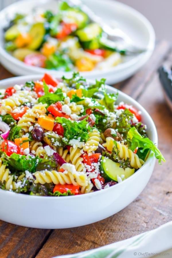 Deli Style Pasta Salad with Kale Recipe -ChefDeHome.com