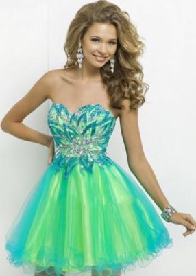  2015 Lime Strapless Two Tone Beaded Turquoise Homecoming Dress At www.darlingpromgown.com