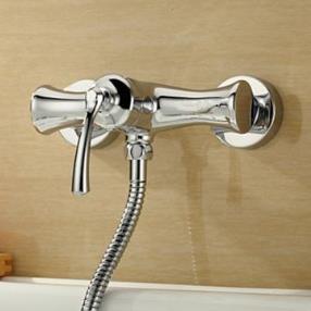 Contemporary Chrome Finish Centerset Wall Mount Single Handle Brass Shower Faucet--Faucetsmall.com