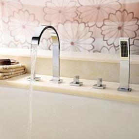 Brass Tub Faucet with Hand Shower (Chrome Finish)--FaucetSuperDeal.com