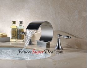 Contemporary Stainless Steel Waterfall Bathroom Faucet--FaucetSuperDeal.com