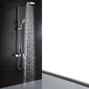 Chrome Finish Contemporary Shower Faucet (Handheld and Showerhead)--FaucetSuperDeal.com