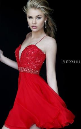2016 Tulle-Neck Red Beaded Slim Straps Sheer Short Layered Homecoming Dresses Online Sale