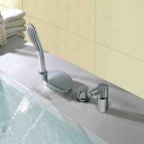 LED Chrome plated Waterfall Bathtub Faucet With two Handles--Faucetsdeal.com