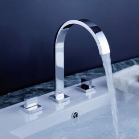 Widespread Contemporary Design Chrome finish Bathroom Sink Faucet At FaucetsDeal.com