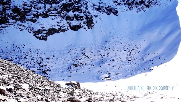 Roopkund Lake or Skeleton Lake 15500ft. Myth- Goddess Parvati and Lord Shiva were on their way to Kailas, Goddess Parvati was feeling uncleaned after killing the demons. So Shiva created the lake.