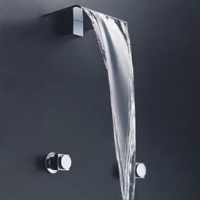 Contemporary Rectangular Spout Wall Mounted Double Handles Bathtub Faucet--FaucetSuperDeal.com
